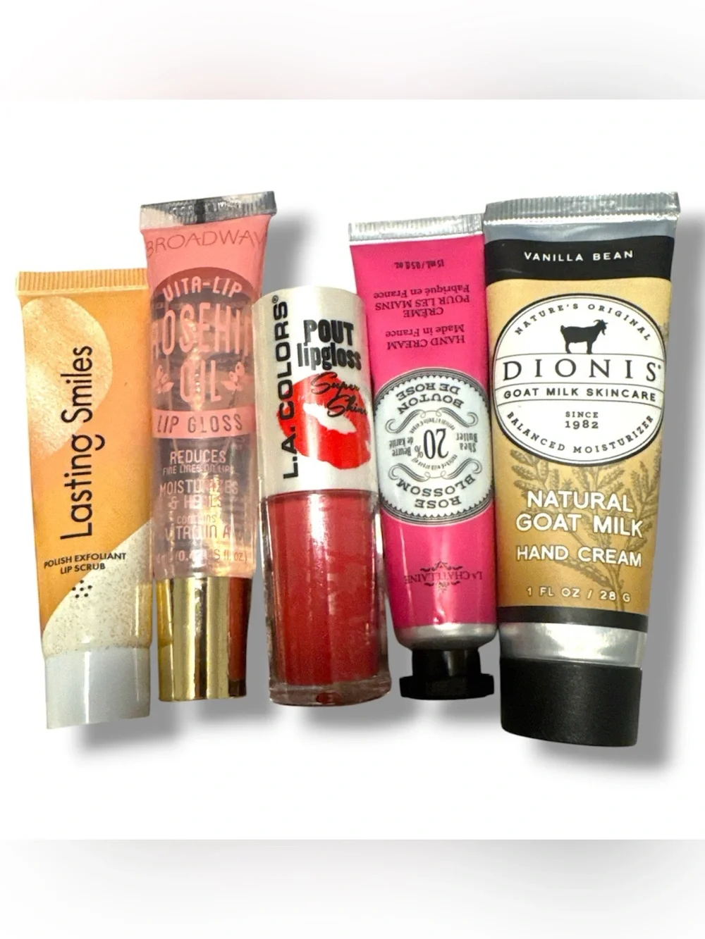 Makeup case bundle of 6 with hand creams, lip oil, gloss & Scrubs